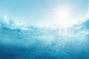 Underwater view of vibrant blue water with sunlight