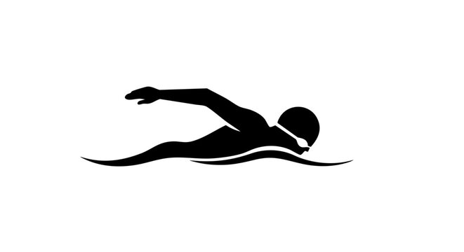 Silhouette of a swimmer performing the front crawl stroke. 