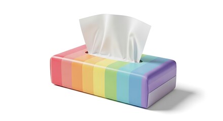 Rainbow Tissue Box with White Tissues