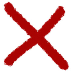 Red Brush Stroke X Mark on Transparent Background
