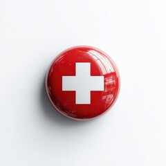 Obraz premium Red button with white cross (1)