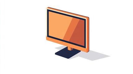 Orange computer monitor isometric view