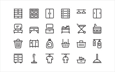 Storage & Organizer Furniture Line Icons – Neat Solutions for Every Home Space