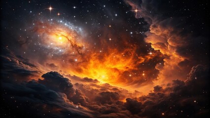 Fototapeta premium Vibrant cosmic nebula with glowing stars and gas clouds