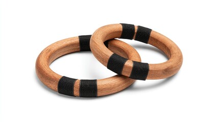 Two wooden rings with black stripes