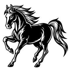 Obraz premium A dynamic vector line art illustration of a horse running freely with energy and grace. Perfect for sports, wildlife, and nature-themed designs. Created with clean lines and minimalist style, this art
