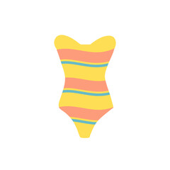 Cute swimwear for children. Fashionable Swimsuits and Bikini. Vector illustration 
