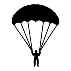 Silhouette of a Parachutist Skydiving with Open Parachute Canopy Above