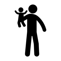 Black silhouette of parent and child depicting family or adoption symbol