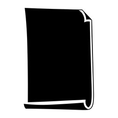Black paper with rolled corners isolated on white background representing an abstract document