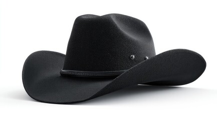 Black cowboy hat on white background