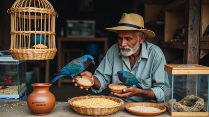 Craftsman Flower Bird Interactive Scene