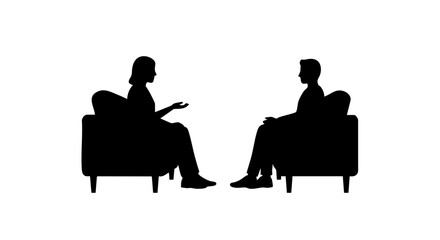 Silhouette of a counselor and patient engaged in a session, offering a visual representation of seeking guidance