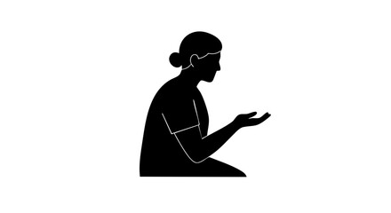 Silhouette of a woman holding her hands out in a gesture of offering or receiving.