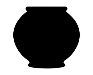 Black silhouette of a round pot or urn against a white background