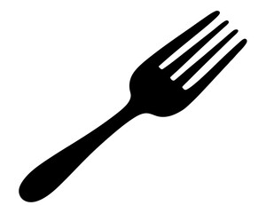 Silhouette of a Black Fork on a White Background for Culinary Designs