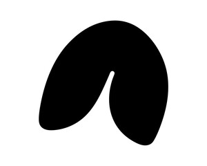 Abstract depiction of a fortune cookie in minimalist black silhouette