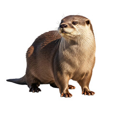 Cute Oriental Small-Clawed Otter Isolated on Transparent Background
