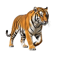 Fototapeta premium Majestic Bengal Tiger Walking Isolated on Transparent Background