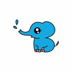 a cute baby elephant is spraying water