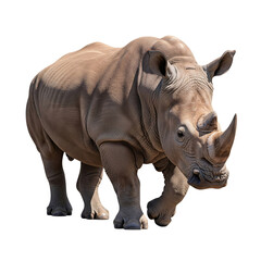 Obraz premium Powerful White Rhinoceros Isolated on Transparent Background
