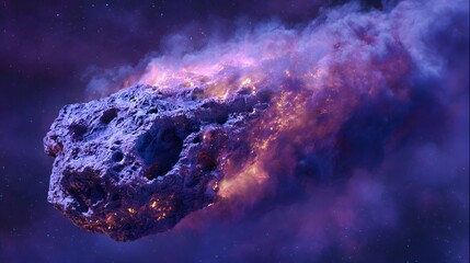 Obraz premium Fiery celestial body hurtling through space.