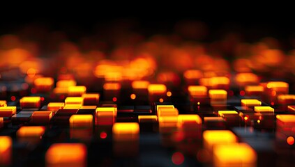 Obraz premium Abstract digital landscape of glowing cubes