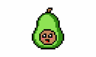 Cute avocado cartoon pixel illustration