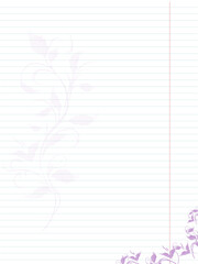 Obraz premium lined striped sheet with delicate watercolor lilac branches and leaves