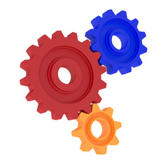 Gears on white background. Isolated 3d illustration