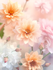 Fototapeta premium Soft focus floral patterns blending into an impressionistic array of pastels, AI Generated