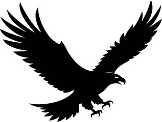 Obraz premium flying bald eagle silhouette vector, eagle black icon 