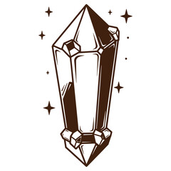 Vector illustration of a crystal with sparkles and a decorative outline design