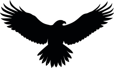 Obraz premium flying bald eagle silhouette vector, eagle black icon 