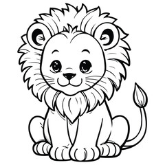 Cute Lion Line Art Illustration