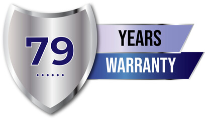 Minimalist years warranty shield label icon badge design. blue and silver color. Guarantee, quality assurance, protection. warranty badge sign insignia symbol with stars on transparent background