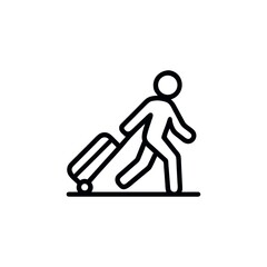 Fototapeta premium Stick Figure Traveler Pulling Luggage Ready for Vacation Representing Travel and Expediency in Minimalist Style