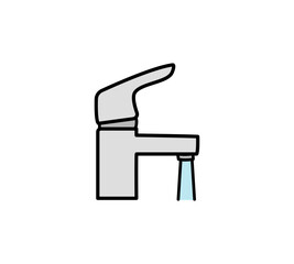 水が出ている蛇口のシンプルなイラスト