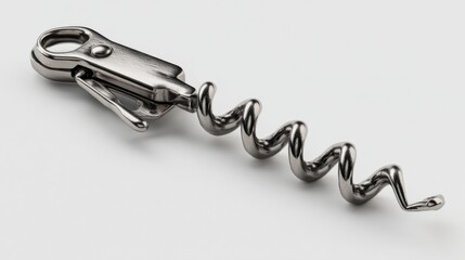 A single, crisp 4K photorealistic image of a classic waiter's friend corkscrew, elegant and functional, clearly visible, isolated on a pure white background. Bright, even studio lighting to emphasize