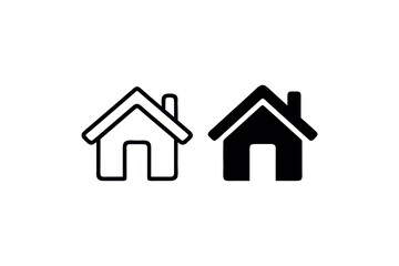 Home Icon Set Simple Line and Silhouette Representation of a House for Navigation and Interface Design