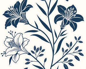 Floral pattern in dark blue