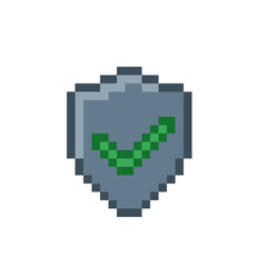 Pixel Art of a Shield with a Green Checkmark