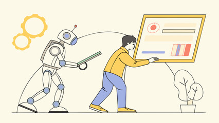Robot Collaborating with Human to Present Data Visualization in Modern