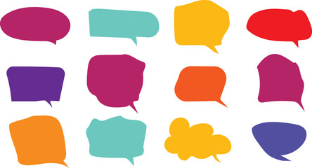 solid color bubble speech and thought set for commic cartoon sticker