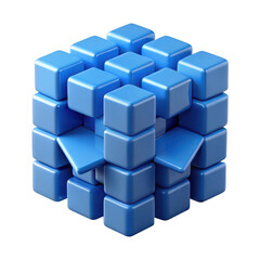 Fototapeta premium 3d blue cube puzzle assembly isolated on transparent background