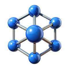 Obraz premium 3d molecular structure with blue spheres isolated on transparent background