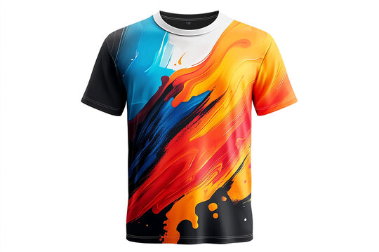Vibrant abstract paint splash t-shirt design for bold, modern fashion statements