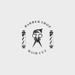 Barber shop logo with cool hair and shaving styles for product, business and shop template