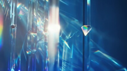 Blue light refracts through a crystal creating a prism effect - Powered by Adobe
