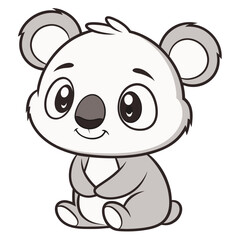 Obraz premium Cute cartoon koala bear sitting with paws together and smiling animal